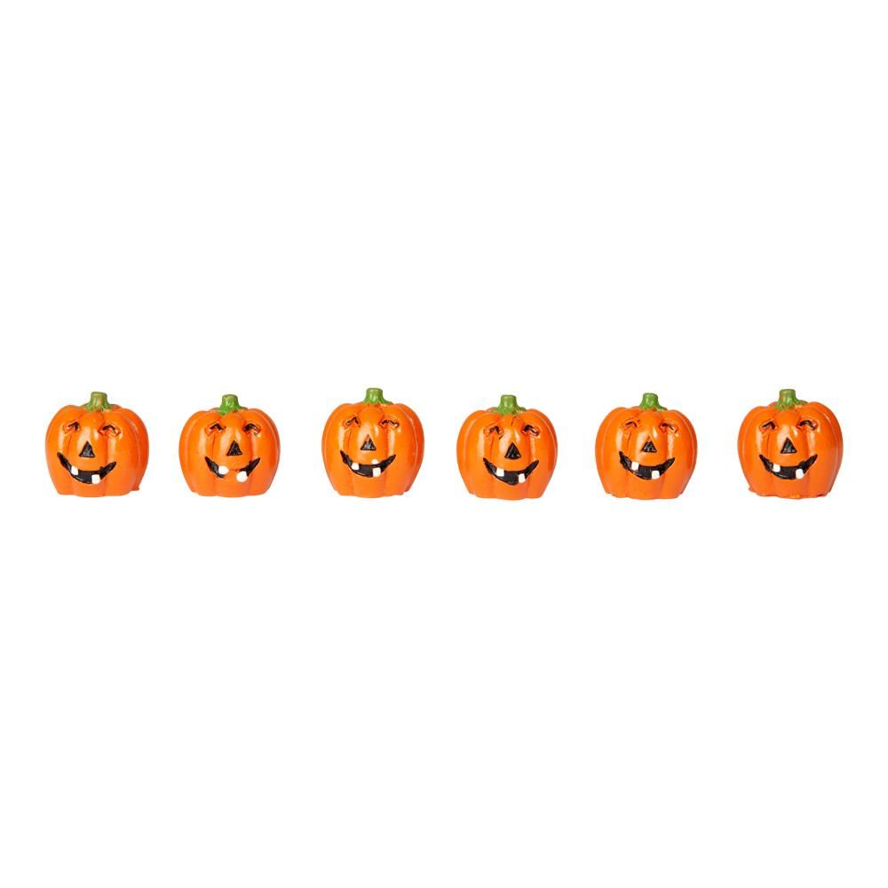 Halloween miniatyyri - Hymyilevät kurpitsat, 6kpl