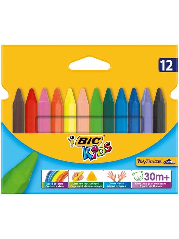 BIC Kids Plastidecor kolmikulmaiset väriliidut - Useita värejä, 12 kpl pakkaus