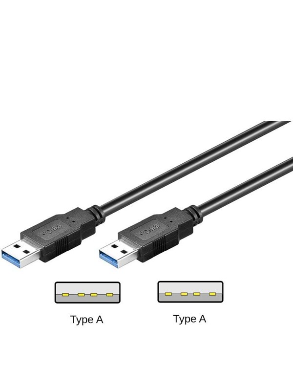 Pro USB 3.0 A/A - Musta - 0.50m
