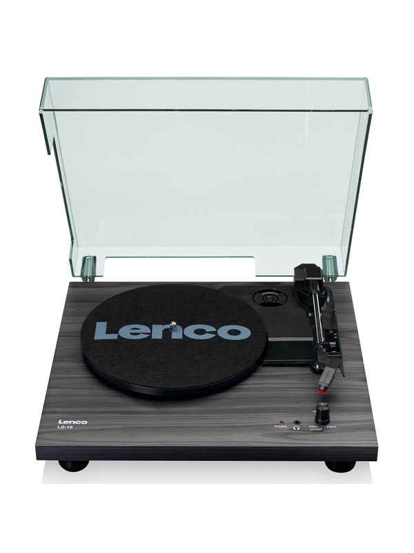 Lenco LS-10, Hihnakäyttöinen levysoitin, Puoliautomaattinen, Musta, MDF-levy, 33,45 RPM, DC-moottori
