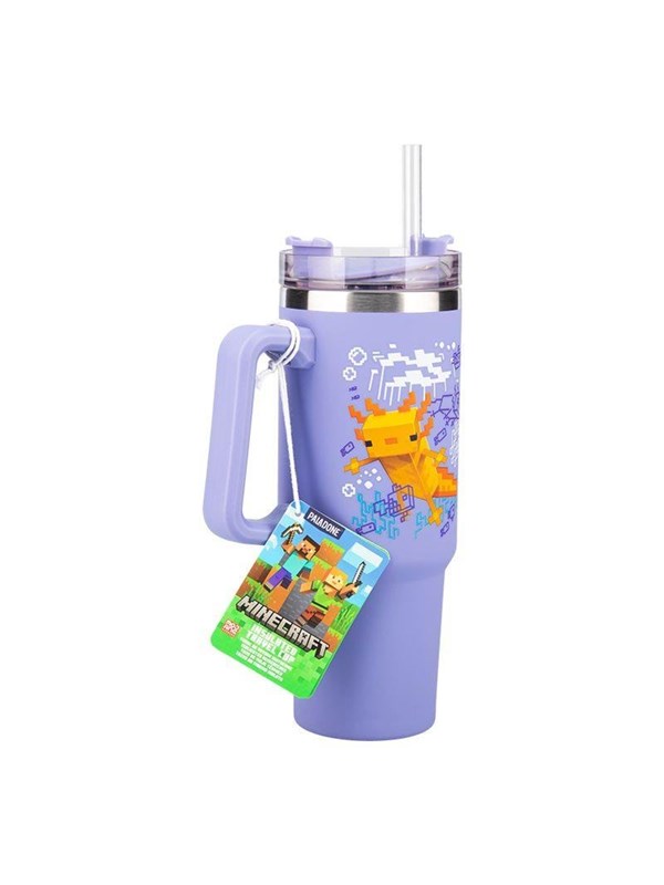 Minecraft Purple 900ml eristetty kuppi ja olki