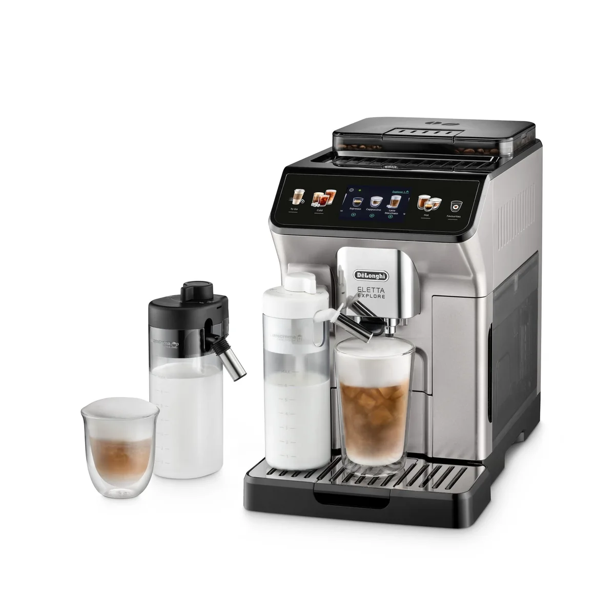 De'Longhi Eletta Explore ECAM450.55.S -täysautomaattinen espressokone, musta ja hopea