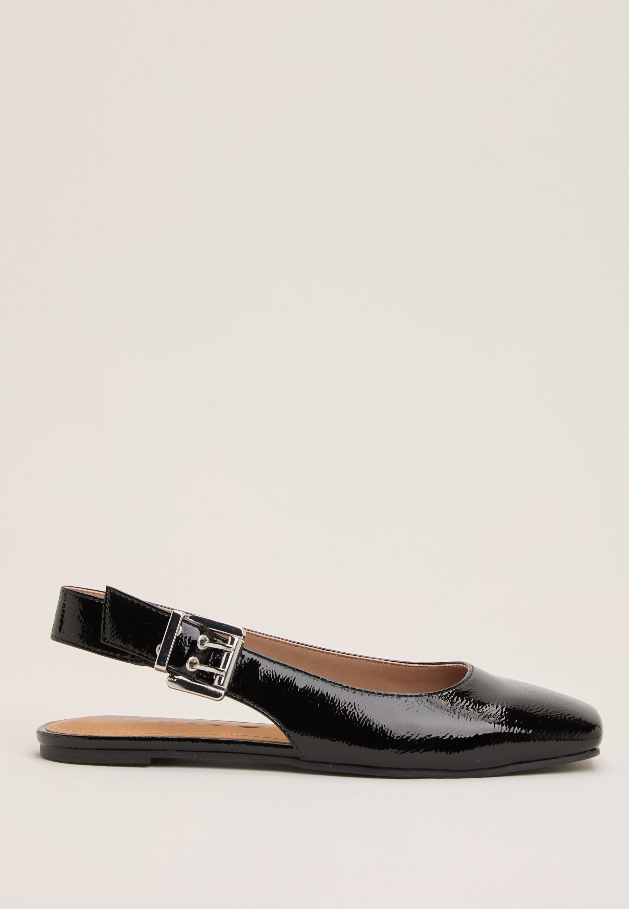 Biarose Karré Flat Buckle Slingback Faux Leather