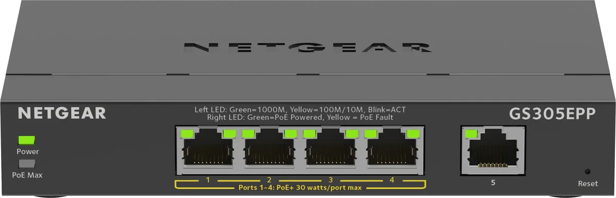Netgear Gs305epp 5-port Gigabit Ethernet Easy Smart Essential Poe+ 120w
