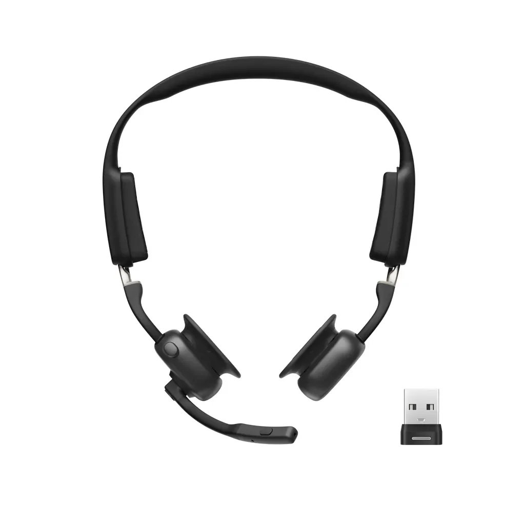 Shokz OpenMeet UC -langaton luujohdekuulokemikrofoni, musta