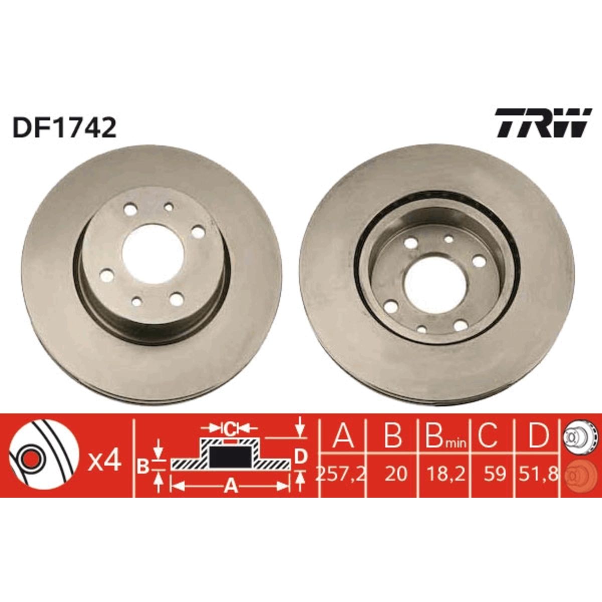 Jarrulevy TRW DF1742