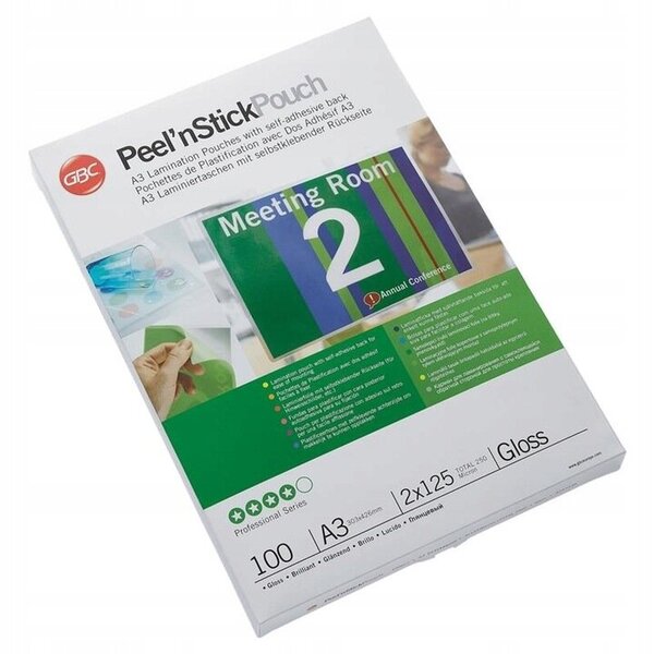 Gbc Peel'nstick A3 laminointikalvo, 125 mikronia, 100 kpl.