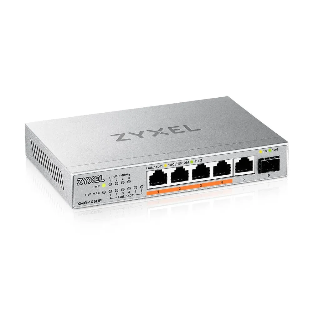 Zyxel XMG-105HP, Hallitsematon, 2.5G Ethernet (100/1000/2500), Power over Ethernet -tuki