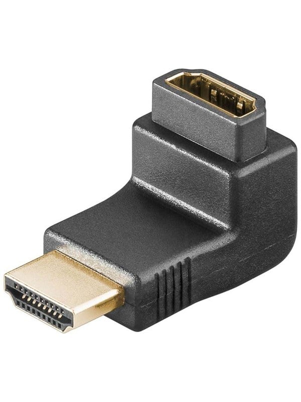 Goobay HDMITM-vinkeladapter för koaxialkabel, Guldpläterad (4K @ 60 Hz) HDMITM-uttag (typ A) > HDMITM kontakt (typ A) 90 °