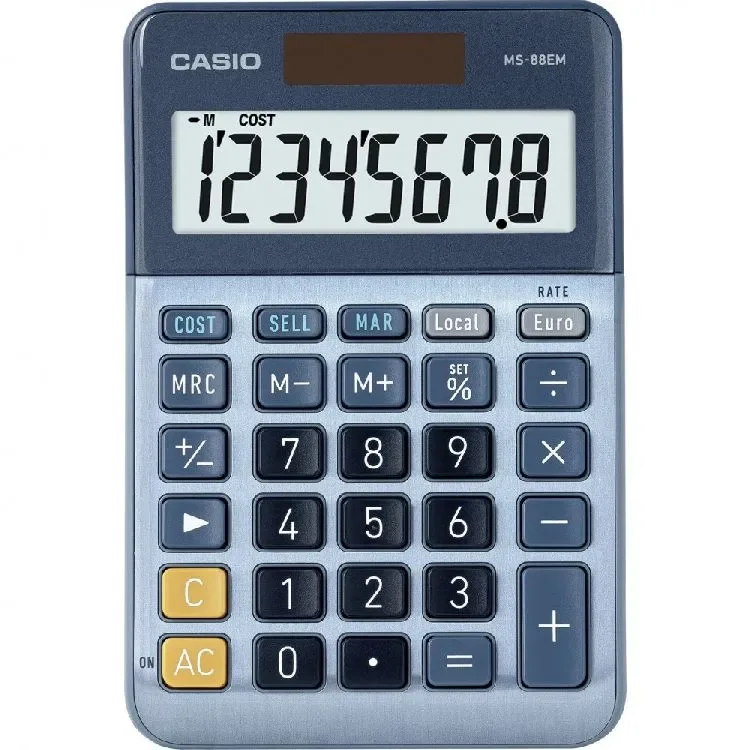 Casio MS-88EM -pöytälaskin, 8 numeroa, sininen