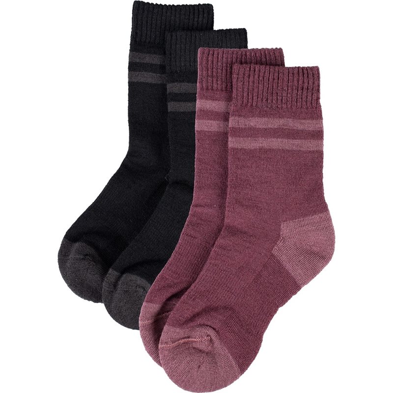 Lindberg Vandra Wool Socks, 2-P Black/Dry Rose - 33-36