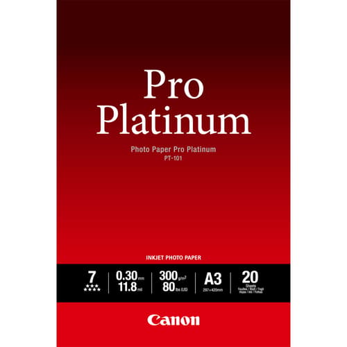 Canon Valokuvapaperi Pro Platinum A3 20 arkkia 300g (PT-101) 2768B017 Vastaa: N/A