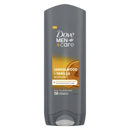 Dove Men+Care Sandalwood + Vanilla Nourishing Body, Face & Hair Wash - 250 ml