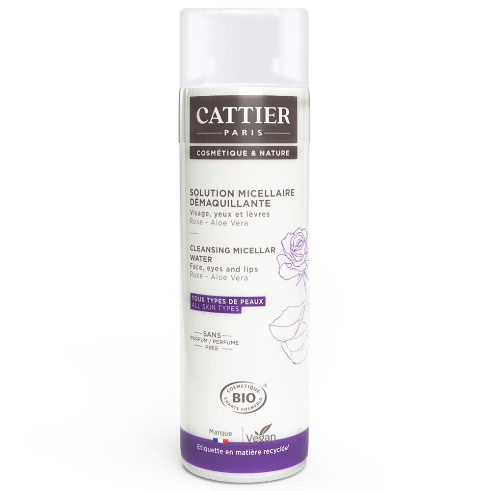 Cattier Pearl of Water Micellar Meikinpoistoliuos Pink Aloe Vera Kasvot Silmät & Huulet ORGANIC 300ml