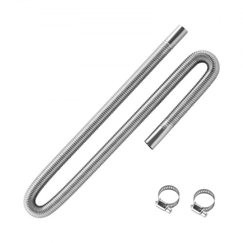 VEVOR Exhaust Hose, 1200mm Diesel Heater Flexible Exhaust Pipe, Stainless Steel Exhausts Hose with 2 Hose Clamps, Exhausts Hoses Kit Diesel Heater Accessories for 2KW 5KW 8KW Diesels Heaters