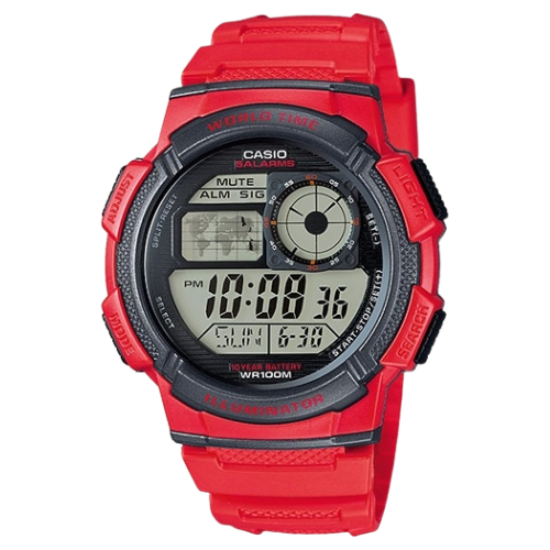 Casio Youth AE-1000W-4AVDF World Time Digitaalinen Urheilukello - Punainen Hartsiranneke