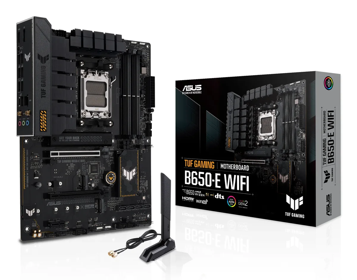 ASUS TUF GAMING B650-E WIFI - Emolevy - ATX - Socket AM5 - AMD B650 piirisarja - USB-C Gen2, USB 3.1 Gen 2 - Bluetooth, Wi-Fi - sisäinen grafiikka (CPU tarvitaan) - HD Audio (8-kanavainen)
