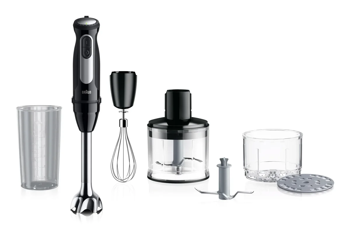 Braun MultiQuick 5 MQ55.254MBK, Upotettava sekoitin, 0,5 L, Jäänmurskaus, 1000 W, Musta, Ruostumaton teräs