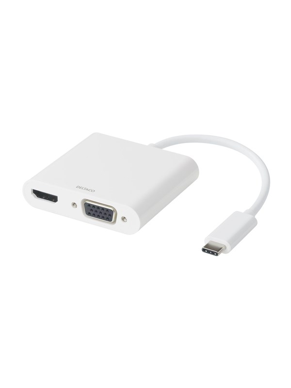 Deltaco USB-C telakointiasema HDMI/VGA/USB-C 100