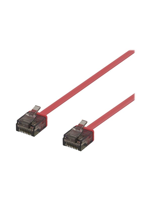 DELTACO U/UTP Cat6a laitekaapeli, litteä, 1mm paksu, 2m, punainen