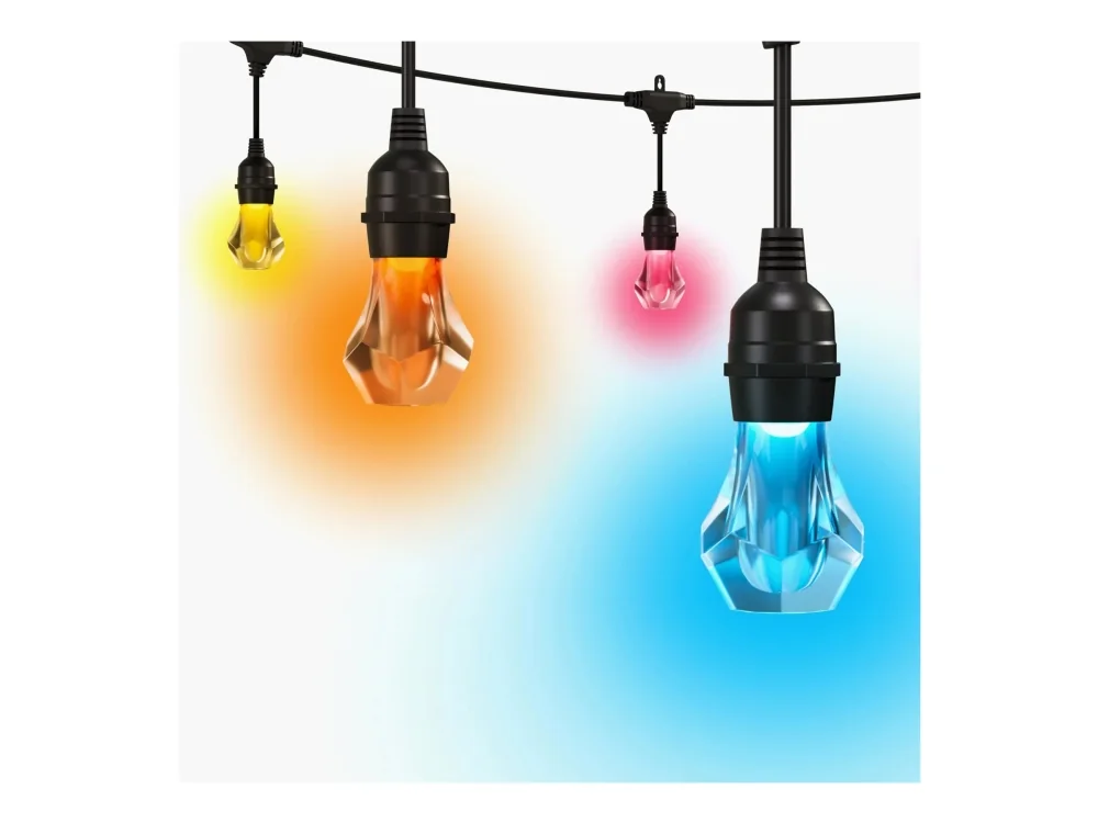 Nanoleaf Essentials Smart Multicolour Outdoor String Light Starter Kit - 15 m moniväriset ulkovalaisimet, 55 Lm/bulb, 27 W 2700 K-6500 K, ohjain w ie (Matter-tekniikka)