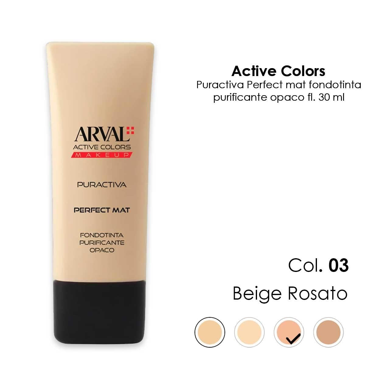 Arval Puractiva - Perfect Mat N. 03 - Beige Rosato Puhdistava Mattapohja Ft 30Ml