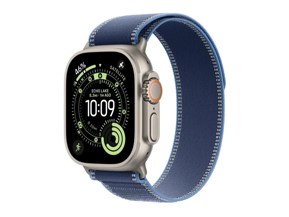 Apple Watch Ultra 3 GPS + Cellular 49mm Natural Titanium Case with Blue/Bright Blue Trail Loop - M/L