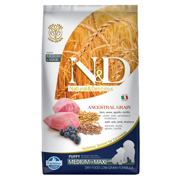 Farmina N&D Ancestral Grain Pentu Medium&Maxi Lammas - kuiva koiranruoka - 12kg
