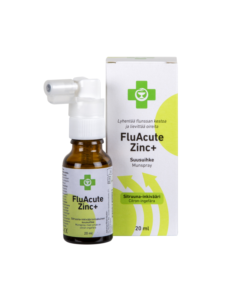 APTEEKKI FluAcute Zinc+ sitruuna-inkivääri 20 ml sinkkisuihke