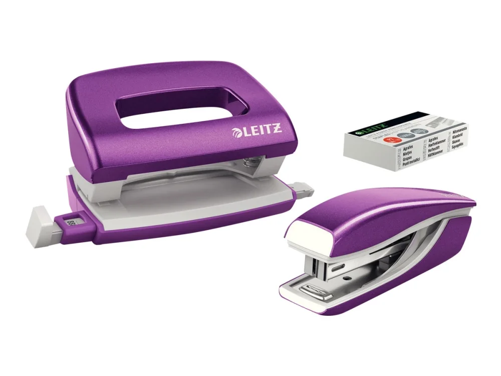 Leitz Stapler & Hole Punch Set Mini  WOW Purple
