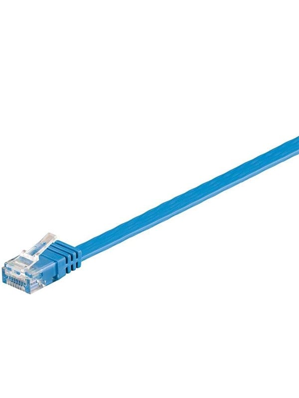 Goobay CAT 6 platt patchkabel, U/UTP, blå kopparledare (CU)
