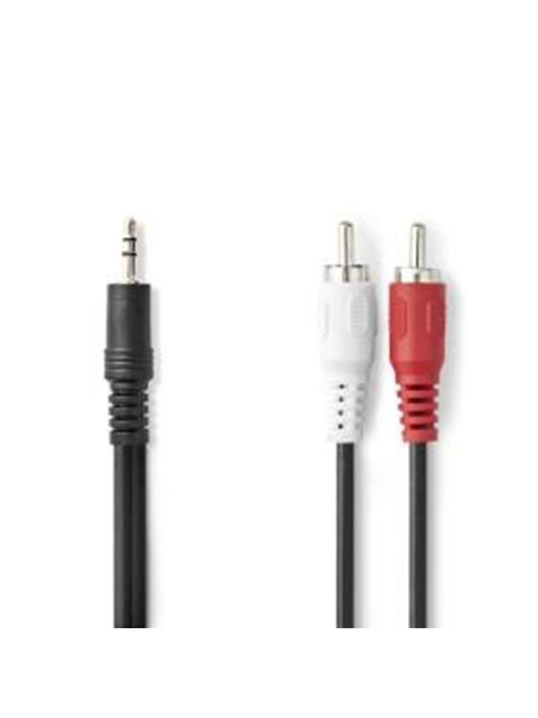 Nedis Stereoäänikaapeli | 3.5 mm uros | 2x RCA uros | Niklattu | 15.0 m | Pyöreä | Musta | Label