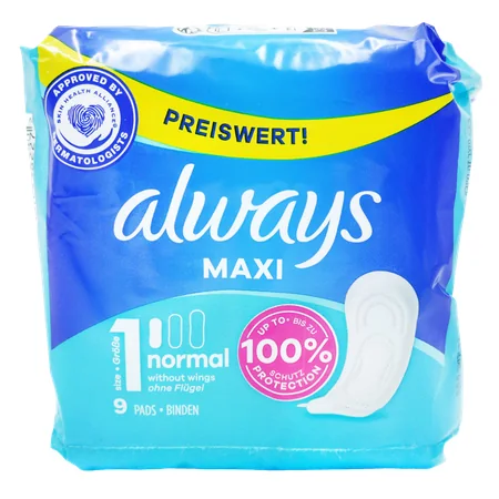 Always Maxi Normal Size 1 Sanitary Pads Without Wings 9 kpl