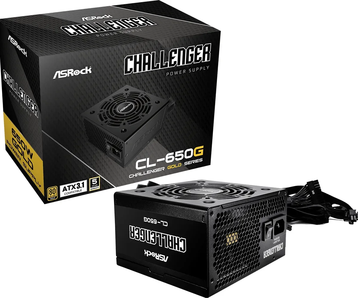 ASRock Challenger CL-650G 650W -virtalähde, 80 Plus Gold
