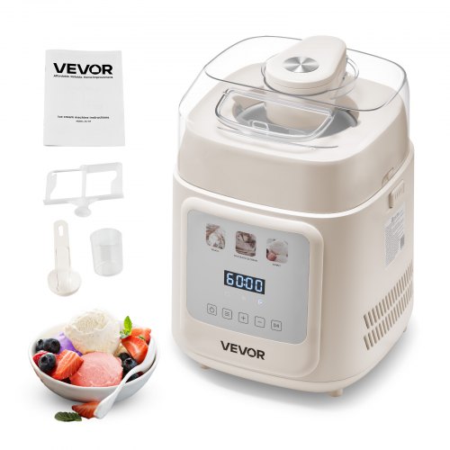 VEVOR Upright Automatic Ice Cream Maker with Built-in Compressor, 1L No Pre-freezing Gelato Maker & Frozen Yogurt Machine, 4 Modes Electric Sorbet-Maker, Compressor Ice Cream Machine for Home