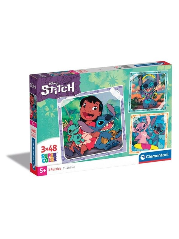 Clementoni Jigsaw Puzzle Super Color Square Disney Stitch 3x48pcs. Lattia
