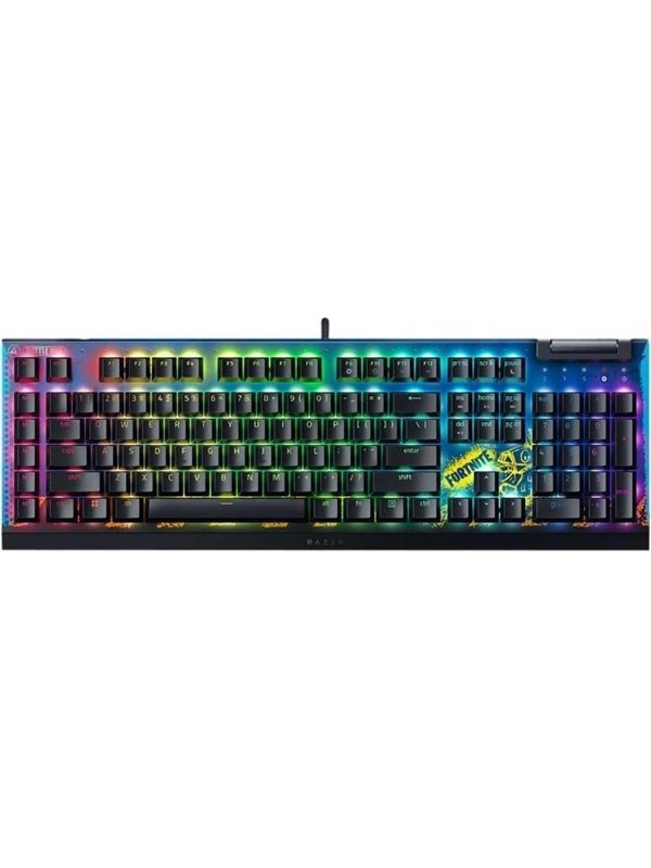 Razer BlackWidow V4 X - Yellow Switch - Fortnite Edition - Pelinäppäimistö - Musta