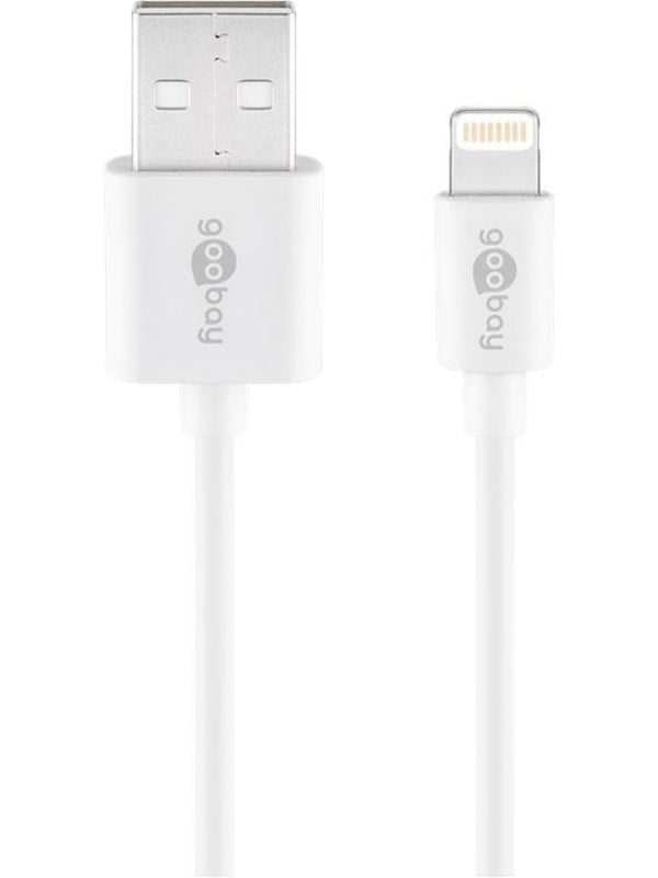 Goobay Lightning USB-kabel för laddning och synkronisering, 1 m, vit MFi-kabel för Apple iPhone/iPad