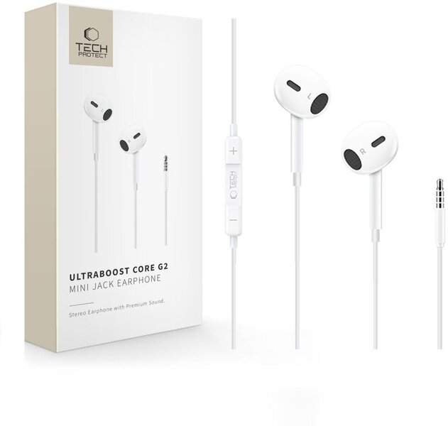 Tech-Protect Ultraboost Core G2 Mini Jack Headphones - White