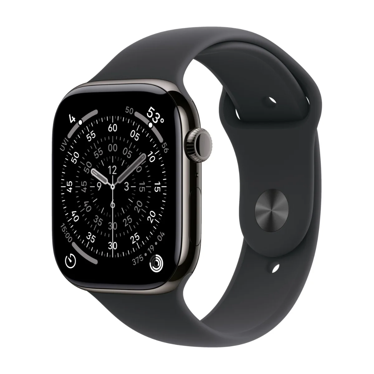 Apple Watch Series 11 GPS + Cellular 46mm Slate Titanium Case with Black Sport Band - S/M