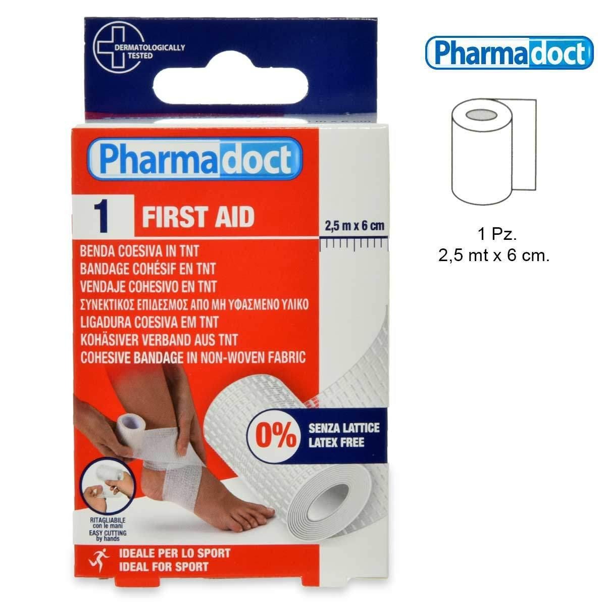Pharmadoct 1 Valkoinen Koheesiiviside 2,5 m x 6 cm