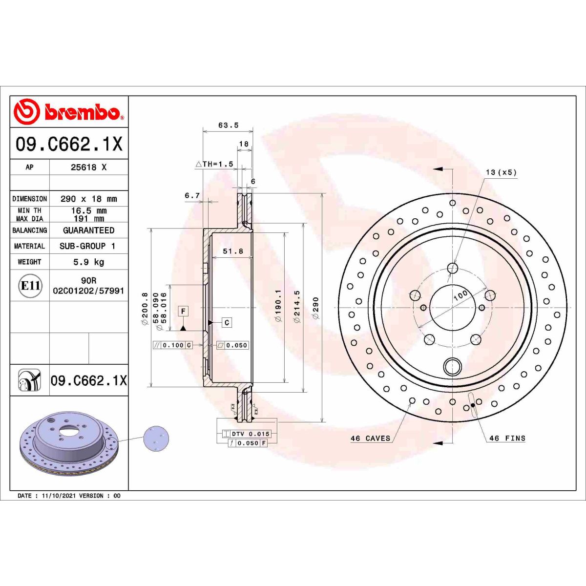 Jarrulevy BREMBO 09.C662.1X