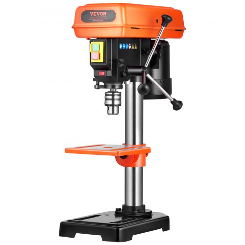 VEVOR 203.2mm Benchtop Drill Press, 500W Induction Motor, Tabletop Drilling Machine with 500 / 890 / 1400 / 1900 / 2500 RPM Adjustable Speed, 0-45° Tilting Worktable, LED Work Light, for Wood Metal