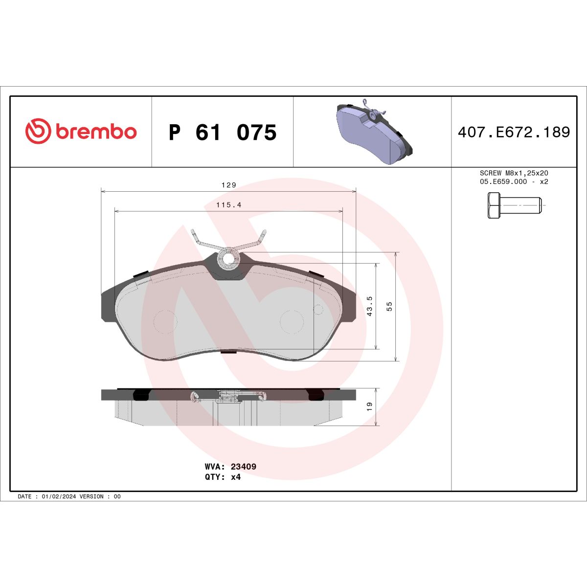 Jarrupalat, levyjarru BREMBO P 61 075X