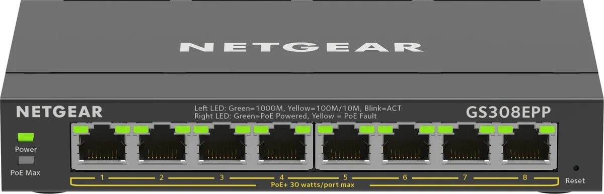 Netgear GS308EPP-100PES 8-portin PoE+ Gigabit Ethernet Plus -kytkin (123W)