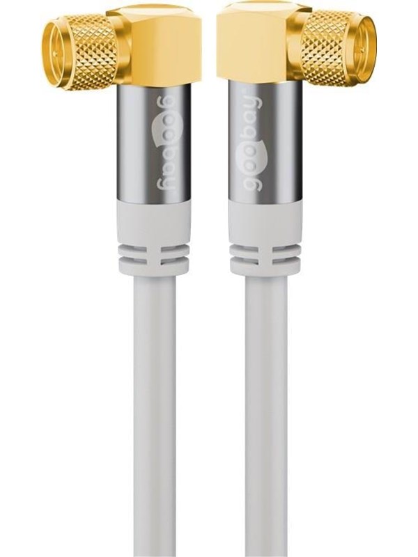 Goobay SAT-antennkabel (135 dB), 4x skärmad guldpläterad, F-plugg 90° > F-plugg 90°