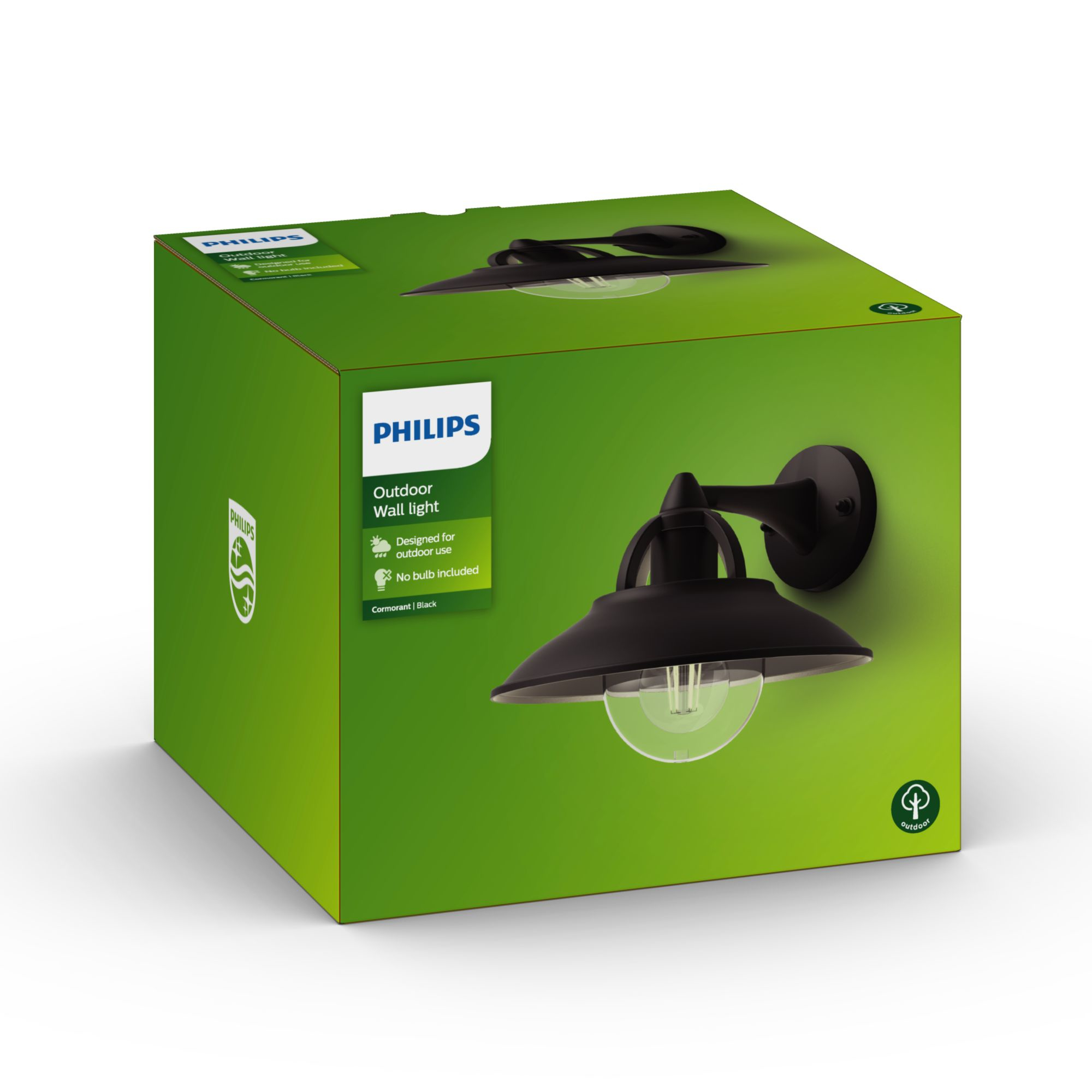 Philips Cormorant wall lantern black 1x42W 230V