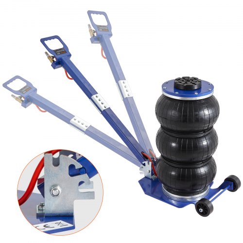 VEVOR Air Jack, 3 Ton/3000 kg Triple Bag Air Jack, Airbag Jack with Six Steel Pipes, Lift up to 44.9cm, 3-5 s Fast Lifting Pneumatic Jack, with Adjustable Long Handles for Cars, Garages, Repair (Blue)