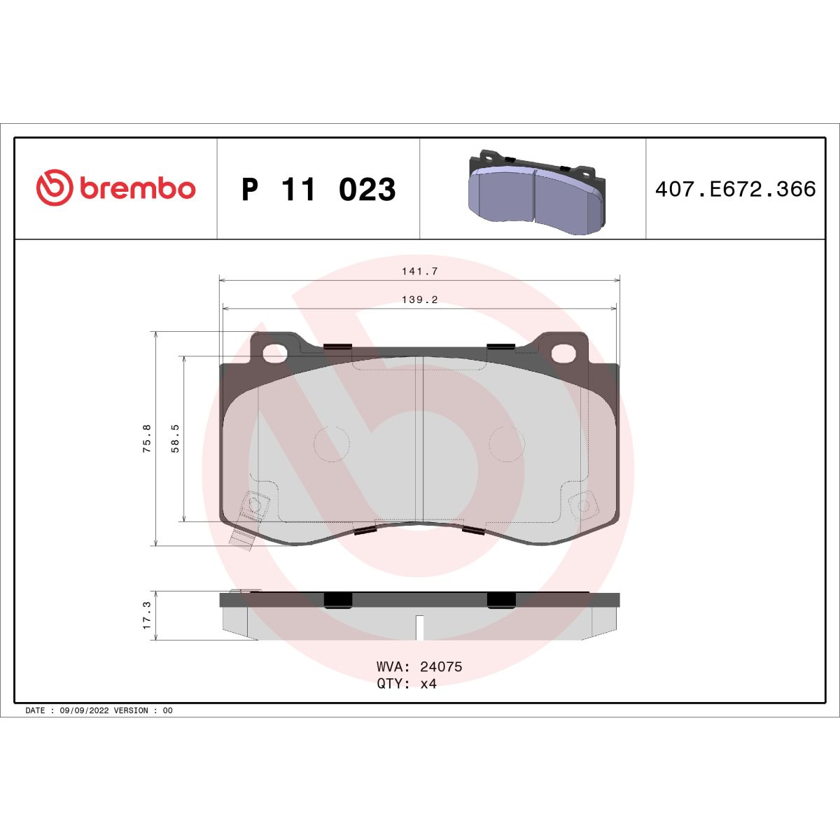 Jarrupalat, levyjarru BREMBO P 11 023