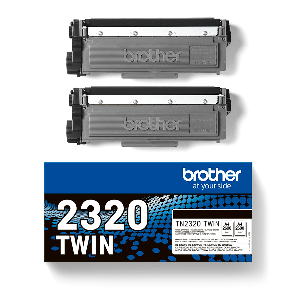 Brother 2-pakkaus värikasetti musta 2.600 sivua TN2320TWIN Vastaa: N/A
